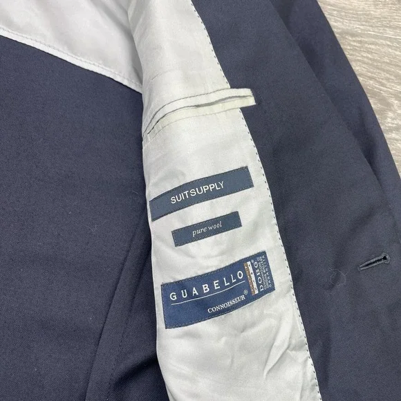 Suitsupply Blazer Mens 46L Navy Blue Pure Wool Guabello Jacket Sport Coat Lined
